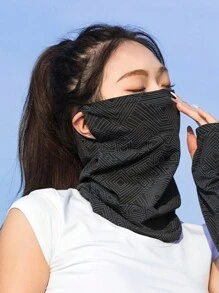 頭戴式頭巾、面罩和臂套，運動頭巾頭包臉巾口罩頸部保暖面罩護眼罩 - 面罩+臂袖 - 查看 7