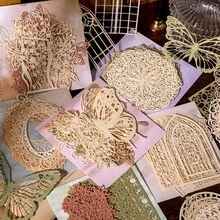 10pcs MoMo Material Paper Lace Romance Series Vintage Hollow Flower Pattern Collage DIY Scrapbooking Decorating Material Paper - Multicolor - View 1