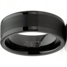 Mens Tungsten Ring Black Wedding Band High-Polish Comfort-Fit 8MM - màu đen - Xem 3