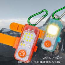 1入組LED ABS塑料方形IP68防水手電筒，具有紅光、白光和黃光，適用於徒步旅行、騎行、釣魚和露營等戶外活動 - 彩色 - 查看 3