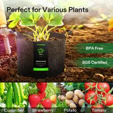 VIVOSUN 5-Pack Grow Bags, 300g Thickened Non-Woven Fabric Heavy Duty Garden Planting Pots With Handles, For Vegetables, Flowers And Fruits, Indoor Outdoor Growing, Black