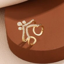 1pc Minimalist Elegant Cubic Zirconia Crown & Water Drop Fashion Nail Ring For Women, Suitable For Daily Wear And Gift