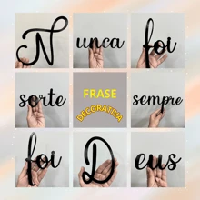 Frase Decorativa "NUNCA FOI SORTE SEMPRE FOI DEUS" MDF Preto Brilhante linda decoração - Preto - Visão 2