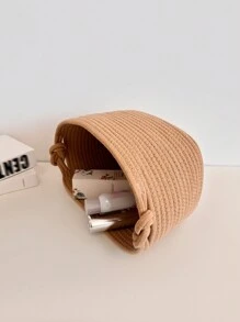 1 giỏ đựng đồ đan bằng dây thừng để đựng đồ chơi trẻ em và các vật dụng khác nhau cho ngày lễ tình nhân - Màu Khaki - Xem 4