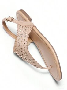 Dép đế bằng đính đá Rhinestone dễ thương cho nữ, trang phục thường ngày, dép xỏ ngón, dép quai chữ T, dép xỏ ngón đi biển, ngày lễ tình nhân - Màu be - Xem 8