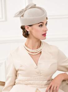 HIMESPORT Sombreros de lana de camello con fascinadores para mujeres, bodas, cócteles, sombreros de vestir de fiesta de té estilo pillbox, fedora y Derby - Camel - Ver 12