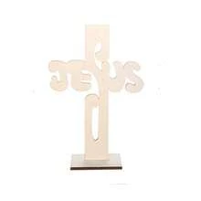 1pc Wooden Cross Craft Decoration DIY Ornament For Baptism, Table And Home Decor - Wood Color - View 15