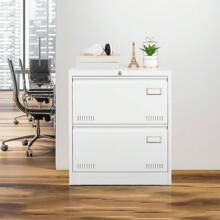 2 Drawer Metal Lateral File Cabinet With Lock,Office Vertical Files Cabinet For Home Office/Legal/Letter/A4,Locking Metal File Cabinet,Assembly Required (Black,With 2 Drawer)