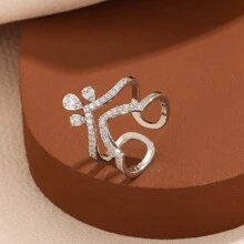 1pc Minimalist Elegant Cubic Zirconia Crown & Water Drop Fashion Nail Ring For Women, Suitable For Daily Wear And Gift