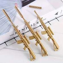 2pcs, Creative Stationery Machine Gun Shape Gel Pen, Water-Based Pen, Strange Signature Pen, Back To School, School Supplies, Colors For School, Stationery, Writing Pens - Gold - View 7