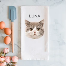 1 stuks aangepaste handdoek met behulp van huisdierfoto + huisdiernaam Gepersonaliseerde kattenkeukenhanddoeken Aangepaste hondenschotelhanddoeken Aangepaste hondenhanddoek Aangepaste kattenhanddoek 16 "X 24"