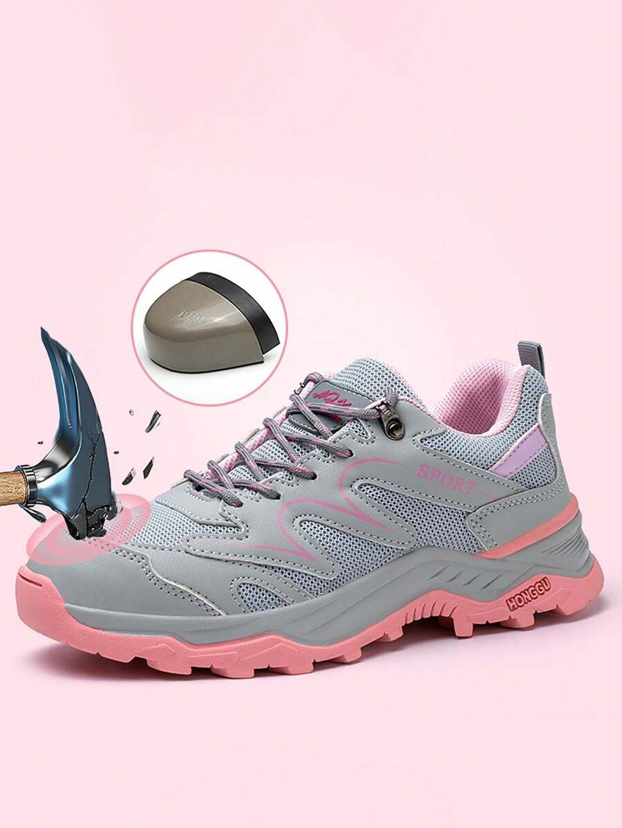 Womens lightweight steel toe breathable safety shoes antismash antipuncture soft industrial