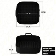 3-7 Quart Air Fryer Silicone Liner, Square Silicone Air Fryer Liner Larger Than Round Liner, Avoid Cleaning Air Fryer (Square - Light Green, Gray, Red, Black) - Multicolor - View 16