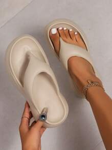 Fashion Women's Solid Color Casual EVA Rubber Integrated One-Piece Massage Slippers, Comfortable & Soft, Suitable For All Seasons, Great For Daily Life, Work Or Occasions Like Beach Vacation