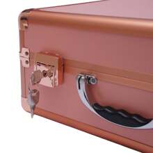Makeup Case 2-Tier Cosmetic Organizer Box With Lights Mirror Customized Dividers Large (Rose Gold)