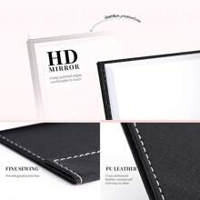 1pc/2pcs Pack Medium/Large/X-Large Folding Desktop Makeup Mirror Portable Compact PU Leather Mirror,Makeup,Cheap,Room Decor,Vanity,Travel,Bedroom,Makeup Accessories,Mirror,Vanity Mirror - Multicolor - View 10