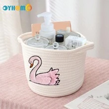 OYHOMO 1 pièce Panier de rangement arc-en-ciel, panier en corde blanche, petit panier en osier, boîte de rangement décorative pour la maison pour la chambre à coucher, la salle de bain, le salon