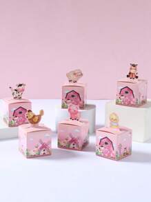 24 piezas Caja de regalo de empaque, caja de embalaje mini rosa, caja de dulces con diseño de patrón de animales lindos, caja de empaque de regalo, suministros de empaque de regalo para fiestas de cumpleaños, bodas y vacaciones familiares - Multicolor - Ver 8