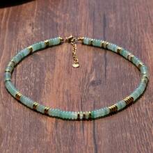 Collar de piedras naturales con cuentas de estilo bohemio en color dopamina, cadena de clavícula dulce y elegante para mujeres, adecuado para vacaciones de primavera/verano y uso diario