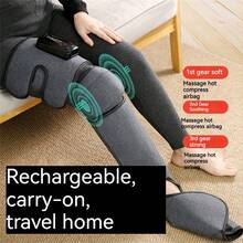 1入腿部氣壓按摩器，附有熱量腿部按摩器，3種力度，5種熱度選擇，方便易用，可充電，同時適用於足底按摩 - 灰色 - 查看 4