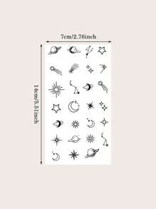 1pc Temporary Tattoo Cute Little Elements, Planet Flame Plane Love Straight Pattern Design Waterproof Fake Tattoo Stickers Disposable - Black - View 11