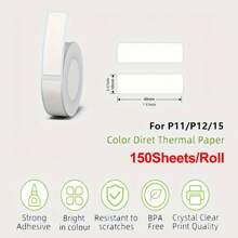 Marklife Marklife Label Printer Sticker Label Tape 12*40mm (0.47 X 1.57 Inch)  150pcs/Roll, Thermal Printer Paper For Festival Home Office School Organization, Gift;Compatible Marklife For P11, P12, P15, P50 Inkless Printer