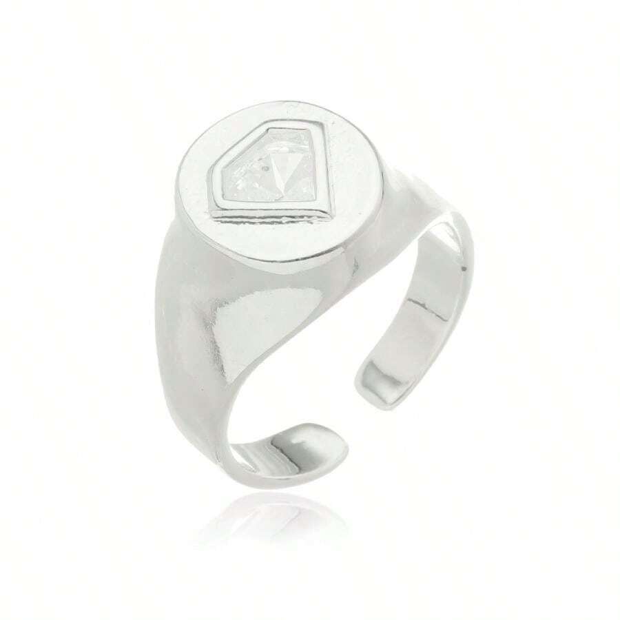 Men Single Ring - Silver - View 1