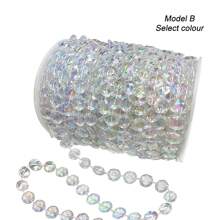 Hilo de guirnalda de cuentas de cristal, rollo de guirnalda de cuentas de diamante acrílicas iridiscentes y transparentes para manualidades, cortinas de cuentas, decoraciones de fiesta de bodas, guirnalda de cristal de plástico para adornos del árbol de Navidad - Multicolor - Ver 4