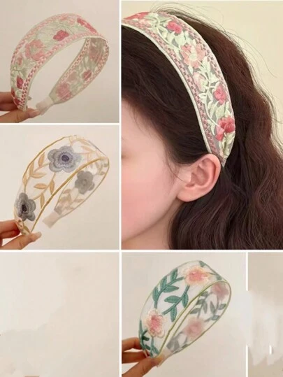 1/3 件中国风刺绣花卉头带，复古别致花朵发饰、发饰、发饰、女士配饰、发饰、女士发饰、发饰、美发工具、卷发配饰、秋季、旅行、美发工具、女士配饰、发饰、秋季、头发、发饰、旅行、发饰、女士配饰、女士发饰、发饰工具、发饰、发饰、美容配饰