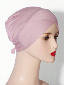 1件装纯色/彩色穆斯林女士原创设计头巾，四季交叉式睡帽 - 彩色 - 查看 18