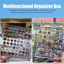 Pudełko z akrylową magnetyczną muszlą, muszle o wysokiej przezroczystości, biżuteria, pudełko do przechowywania biżuterii do paznokci, gablota z okazami kwiatów i traw, siatki 36/64/100 Małe pudełko do przechowywania rękodzieła (36 siatek)