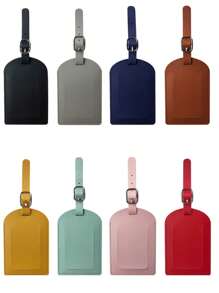 Personalized PU Leather Ultra-Thin Travel Luggage Tag Signature Name Card Unisex Wedding Gift Portable Pink Royal Blue Burgundy Gold Silver - Brown - View 3