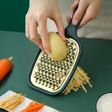 多功能不銹鋼廚房磨刨刀-適用於馬鈴薯，小蘿蔔等，容易清洗，耐用的水果和蔬菜切絲刀 - 綠色 - 查看 3