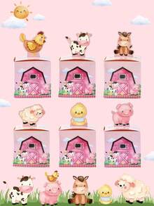 24 piezas Caja de regalo de empaque, caja de embalaje mini rosa, caja de dulces con diseño de patrón de animales lindos, caja de empaque de regalo, suministros de empaque de regalo para fiestas de cumpleaños, bodas y vacaciones familiares - Multicolor - Ver 6
