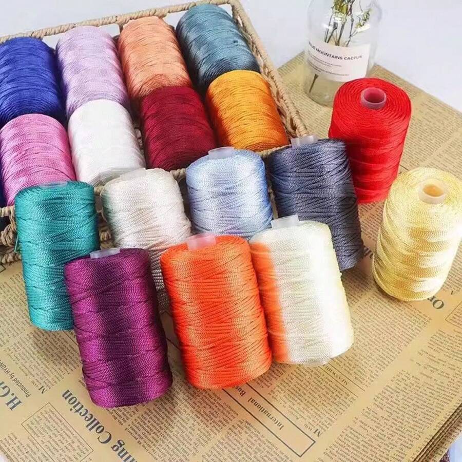2.5MM Crochet Yarn Summer Ice Rope For Hand Crocheting Hat Fashion Light Viscose Thread - Multicolor - View 1