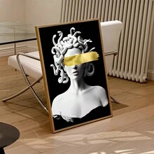 HALFLEMART 1pc Abstract Canvas Paintings, Greek Mythology Medusa Sculpture Painting On Canvas Wall Art, Artwork Wall Painting For Bathroom Bedroom Office Living Room Home Wall Decor, No Frame - Multicolor - View 2