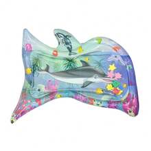 1pc Creative Dolphin Shaped Inflatable Pat Pad Novelty PVC Water-Pounding Mat Puzzle Game, Summer Cartoon Sea Creature Pattern Crawling Mat, Inflatable Water Injected EVA Floating Pool Toy (Random Color), Indoor/Outdoor Playmat, Pet Toy - Multicolor - View 12