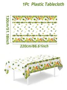 Set de 3 manteles desechables de plástico de 130*220cm con estampado de animales de la jungla y dinosaurios, adecuados para fiestas de cumpleaños con temática de dinosaurios, eventos familiares, decoración de salas de fiesta y decoración de mesas de comedor - Verde - Ver 4