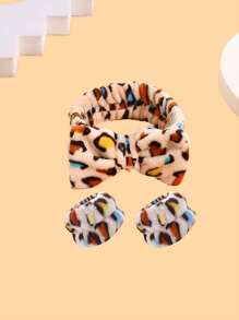 1 Băng đô tắm bằng lông cừu san hô, Băng đô rộng vành có họa tiết da báo dễ thương dùng để trang điểm và tắm, Trang trí phòng tắm mùa thu và đông Trang trí mùa thu trở lại trường - Nhiều màu - Xem 12