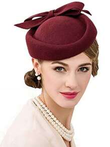 HIMESPORT Sombreros de lana de camello con fascinadores para mujeres, bodas, cócteles, sombreros de vestir de fiesta de té estilo pillbox, fedora y Derby - Camel - Ver 7