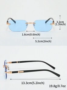 1 件装金属无框钻石切割方形时尚眼镜，带装饰细节，男女通用 - 彩色 - 查看 8