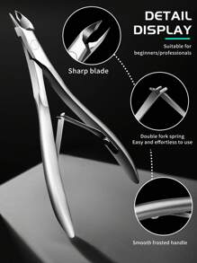 LRIS 5 mm o 4 mm Cortaúñas de acero inoxidable, herramientas de cuidado profesional de uñas, empujador de cutículas, entrega aleatoria (plateado), suministros para uñas, herramientas para uñas, herramientas de arte de uñas, de vuelta a la escuela, uñas, herramientas para uñas postizas - Plateado - Ver 3