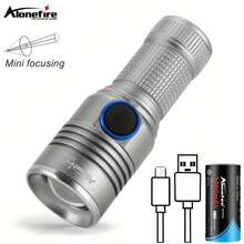 Alonefire 10W Led Zoom Palm Small Mini Flashlight High Bright USB Rechargeable Portable Outdoor Hiking Home Work Pocket Llighting Light - Silver - View 11