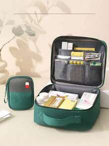 2 Túi đựng thuốc y tế du lịch xách tay cho các chuyến công tác Túi đựng thuốc lớn và nhỏ cho trường hợp khẩn cấp ngoài trời Túi đựng thuốc tại nhà đầu tiên (Vị trí của họa tiết logo được đặt ngẫu nhiên) - màu xanh lá - Xem 2