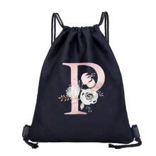 Drawstring Backpack Unisex Sports Backpack Women Drawstring Shoe Bags For Storage Bags Initials Name Letter Pattern Gym Bags Men Drawstring Bag Bags Cloth Bags Dust Storage Pouch For Outdoor Duffle Sports Bag Bag Bundle Tote Bag For Student Sports Back Pack, Lightweight Small Backpack, Mini Backpack For Back To School & Travelback To School,Classic Casual, Suitable For Teen Girls Women College StudentsOutdoors, Travel, Outings - Black - View 18