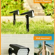 2pcs Garden Solar Tree Lights Outdoor Solar Spotlights, 24 Large LED Solar Lights Outdoor Garden Solar Lights, Dusk To Dawn Solar Lights, With 2 Lighting Modes, Solar Landscape Spotlights, Decorative Garden, Outdoor Multi-Scene Solar Spotlights - 黃色 - 查看 5