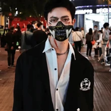 1入組乳膠紅色般若面具，適用於Cosplay或Noh表演的日式般若惡魔面具，適用於DIY節日派對服裝 - 彩色 - 查看 2