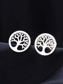 1 件不锈钢耳环复古摇钱树时尚耳环，经典简约耳环婚礼派对珠宝 2022 - 生命樹耳釘 - 查看 7