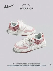 1 pereche de pantofi plati, respirabili și confortabili, în stil sport pentru femei, pantofi de sport casual, cu șireturi în față, PU, talpă moale