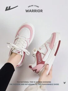 1 pereche de pantofi plati, respirabili și confortabili, în stil sport pentru femei, pantofi de sport casual, cu șireturi în față, PU, talpă moale